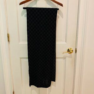 Auth LOUIS VUITTON Echarpe Petit Damier M70028 Dark Gray Black MR0135 Scarf Wool